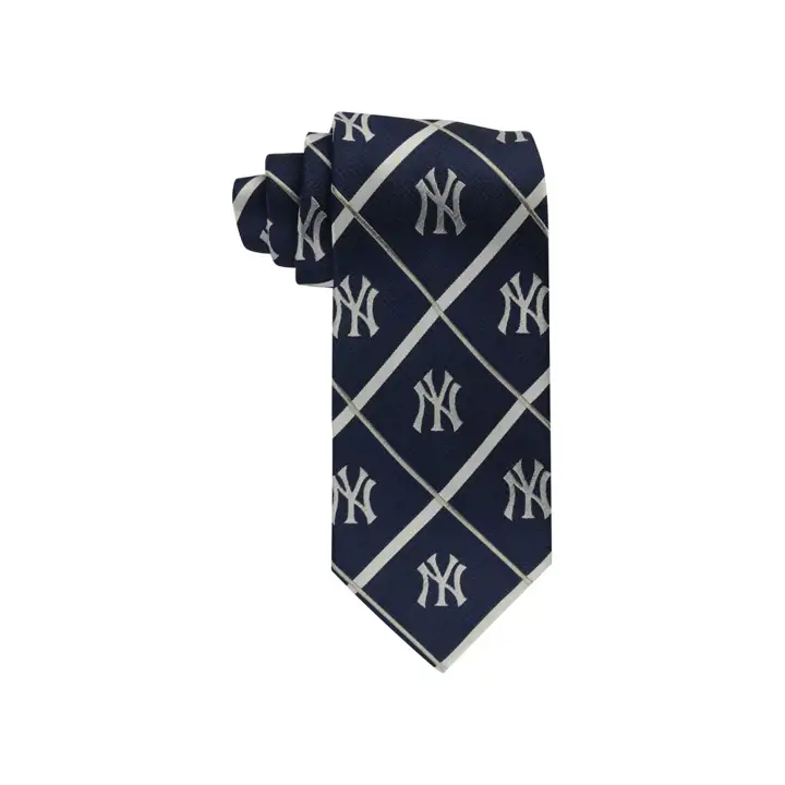 Cravate Yankees Silver Line en soie tissée, grise