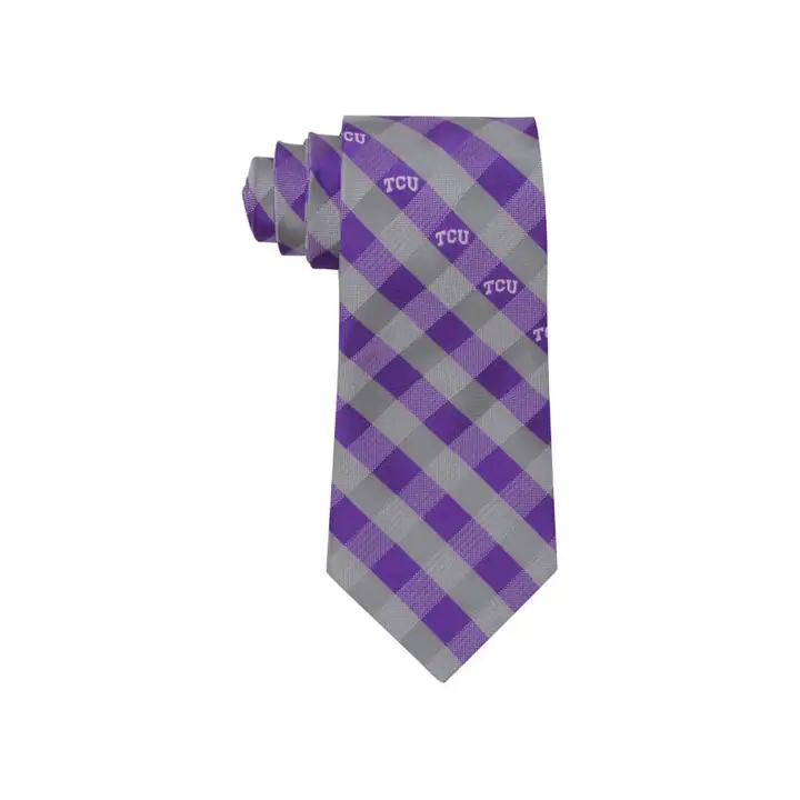 Cravate en twill de coton à carreaux violet/écru/blanc