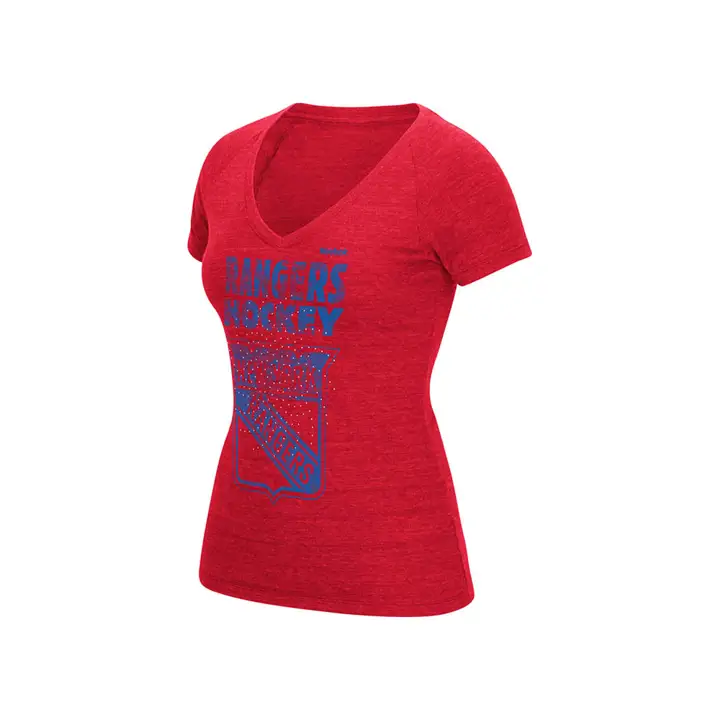 T-shirt Rangers NHL pour femme, motif strass, taille 15, couleur rouge