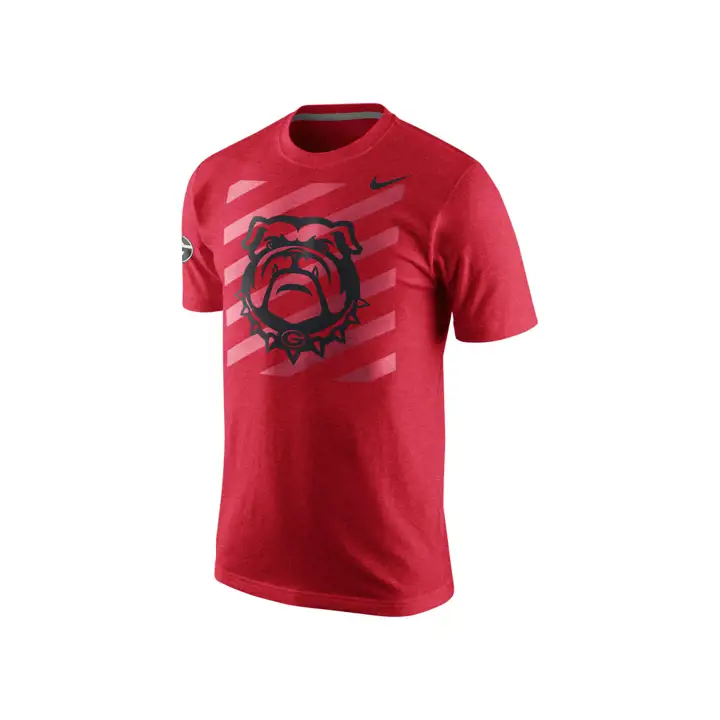 T-SHIRT MÉLANGE TROIS FIBRES À RAYURES VARSITY NCAA GÉORGIE rouge
