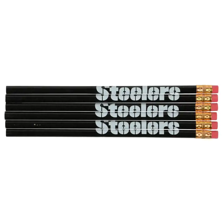 STEELERS Lot de 6 crayons noirs