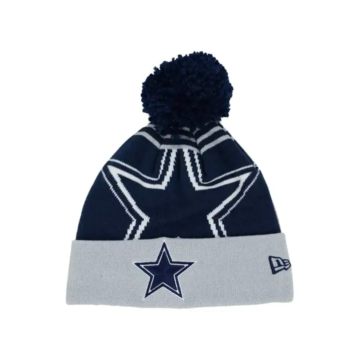 Bonnet pompon Whiz Logo Cowboys NFL bleu marine/gris