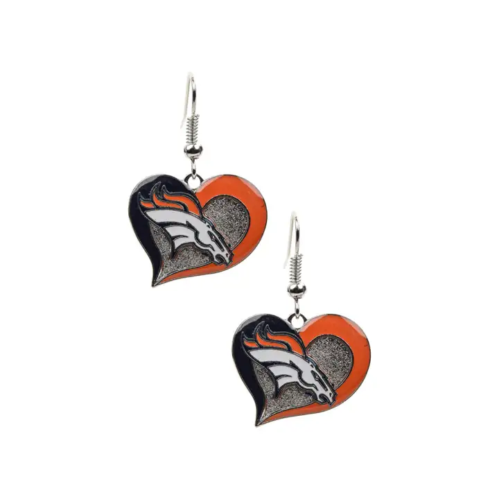 Boucles d'oreilles Broncos Cœur tourbillonnant argentées