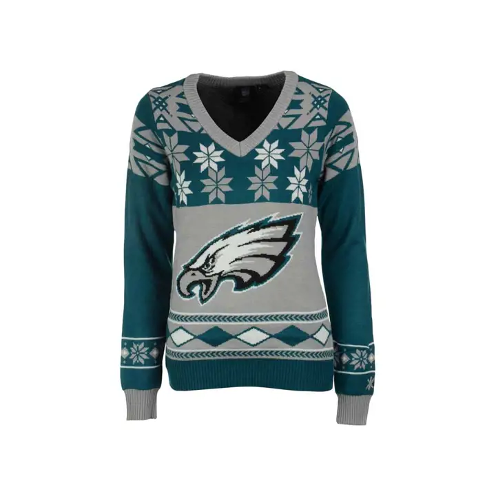 EAGLES XP NFL Pull Col V Grand Logo Femme 15 vert/arg