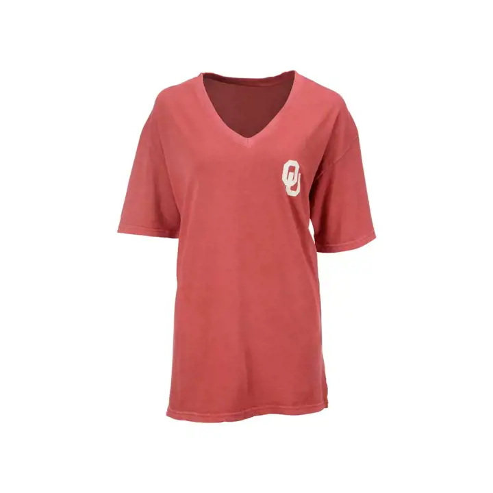 T-shirt col en V Oklahoma NCAA pour femme Spirit 15 cramoisi