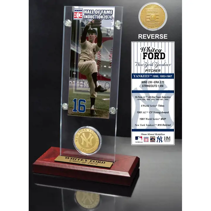Billet Yankees et pièce Acrylique Whitey Ford transparent/blanc