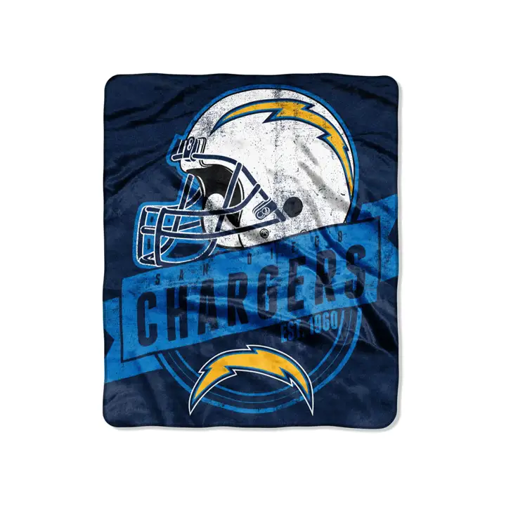"CHARGERS NFL 50x60 \"Grand Stand\" Peluche Raschel bleue"
