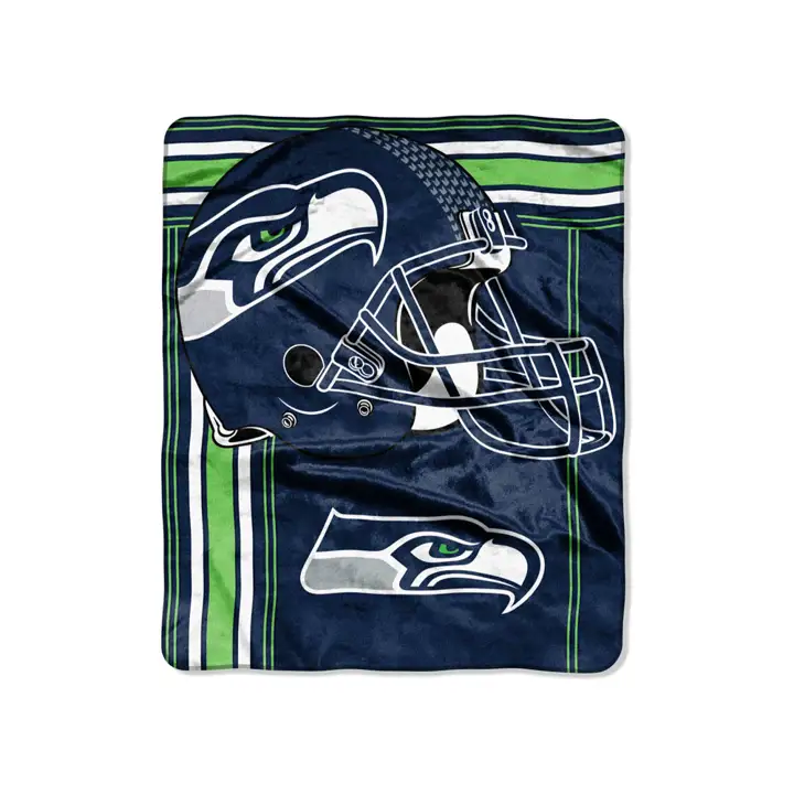 SEAHAWKS NFL Plaid polaire Raschel 127x152 cm "Grand Stand" marine/vert actif