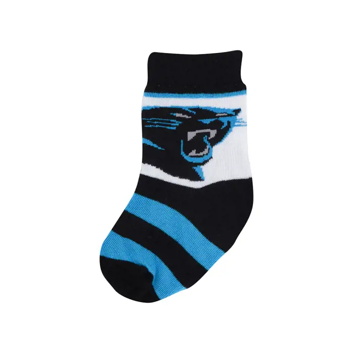 Chaussettes rayées Carolina Panthers pour bébé, noir/bleu