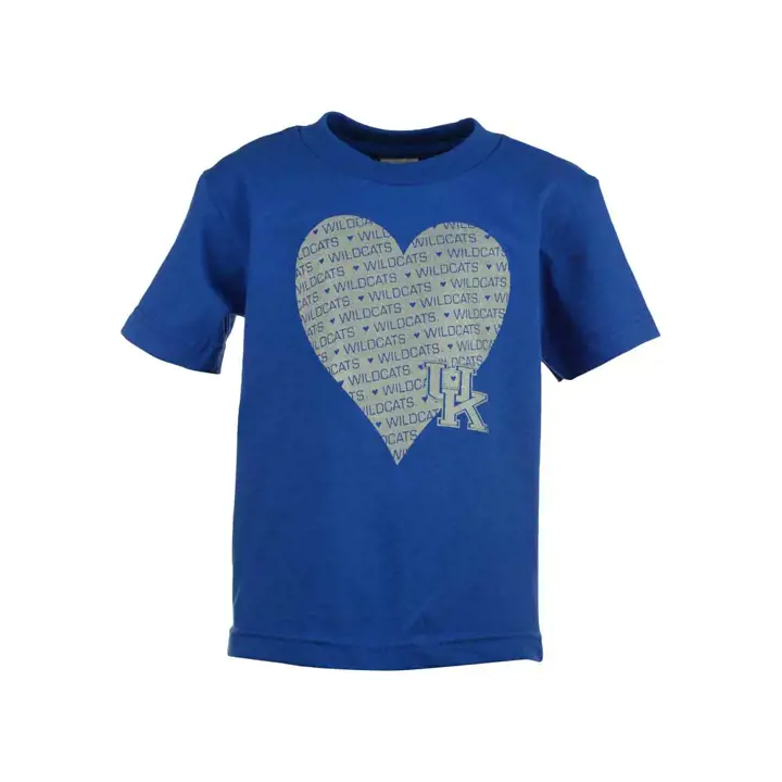 Kentucky 2F NCAA Enfants Filles Mascotte Coeur Métallique T-Shirt Ro