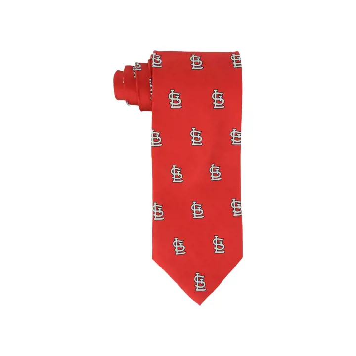 Cravate en soie répétitive rouge motif cartes STL