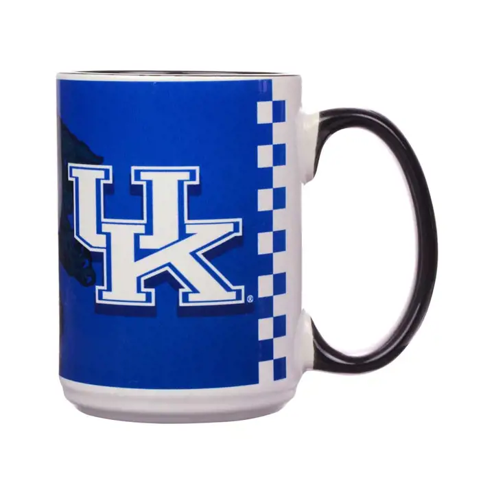 Mug Kentucky Wildcats Super Fan couleur intérieure - 15 oz. NOIR/BLEU ROI