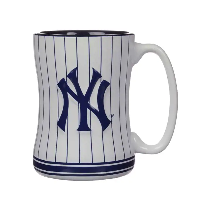 Mug de baseball des Yankees 414 ml Pinstripe blanc/marine