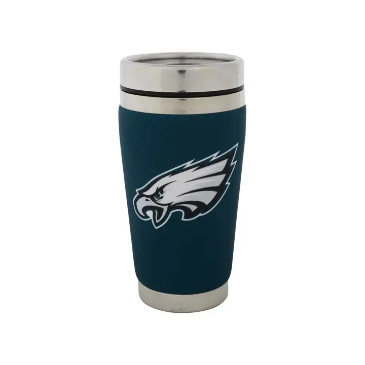 Mug en acier inoxydable EAGLES avec néoprène - 16 oz vert/argent