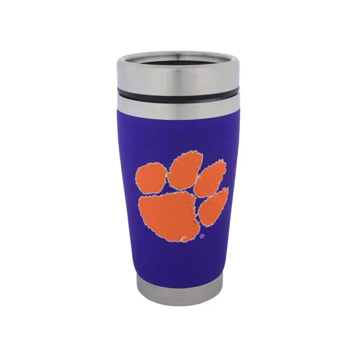 Mug en acier inoxydable Clemson avec néoprène - 16 oz violet/argent