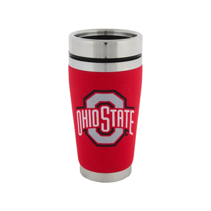 Ohio State Mug en acier inoxydable avec néoprène – 16 oz rouge/argt