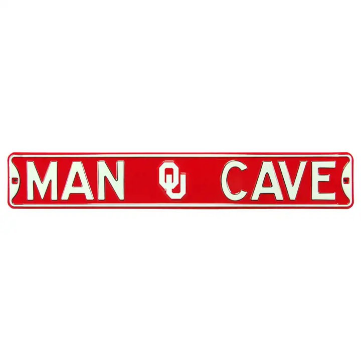 Panneau de rue authentique Oklahoma - Caverne d'homme rouge