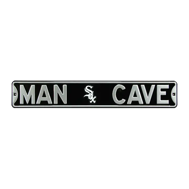 Panneau de rue authentique WHITE SOX - Man Cave noir