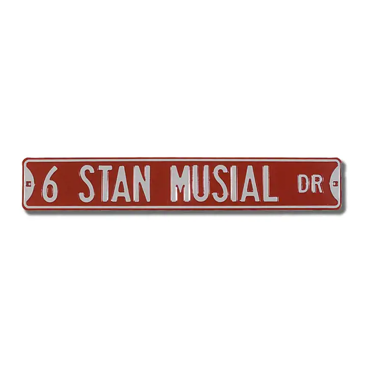 Panneau de rue authentique STL CARDS - Série Stade Musial rouge