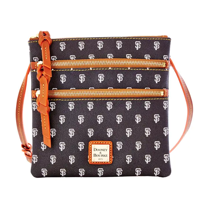 SF GIANTS Dooney & Bourke Sac bandoulière triple fermeture éclair noir/marron