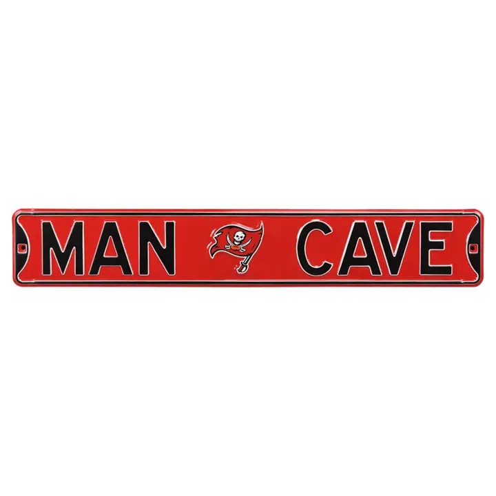 Panneau de rue authentique BUCCANEERS - Caverne d'homme rouge