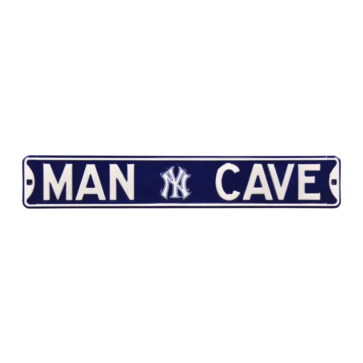 Panneau de rue authentique des Yankees - Man Cave bleu marine
