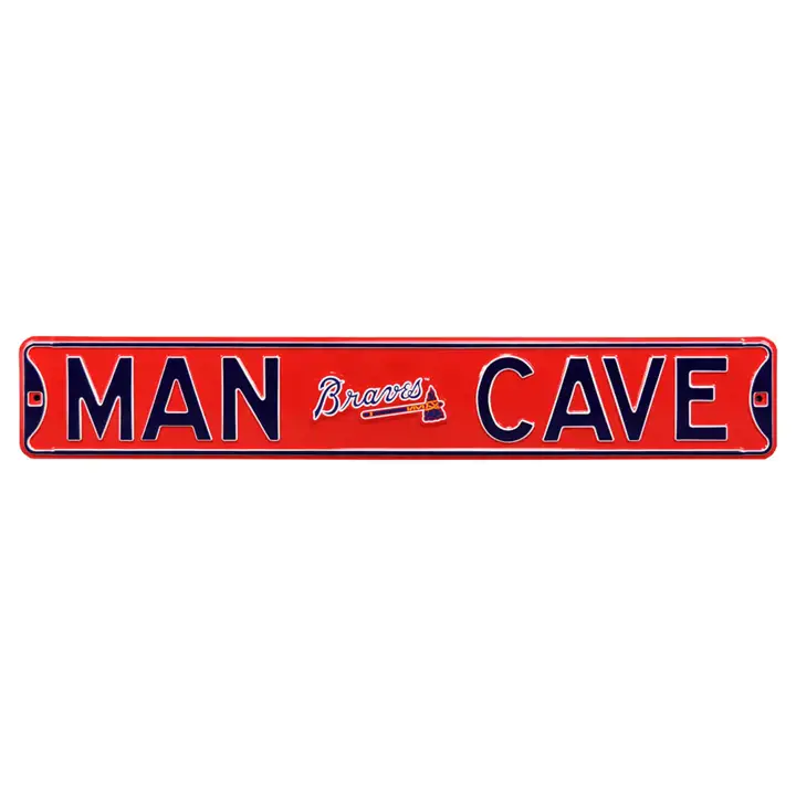 Panneau de rue authentique BRAVES - Grotte d'homme rouge