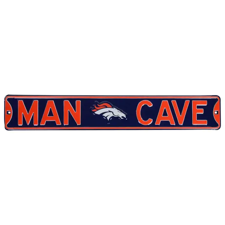 BRONCOS Panneau de rue authentique - Cave à hommes marine/orange