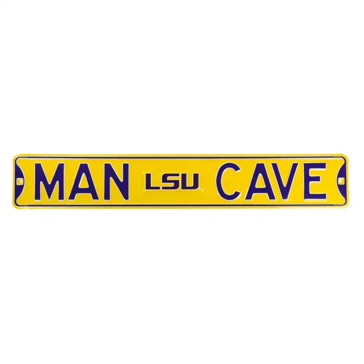 Panneau de rue authentique LSU - Caverne d'homme yel