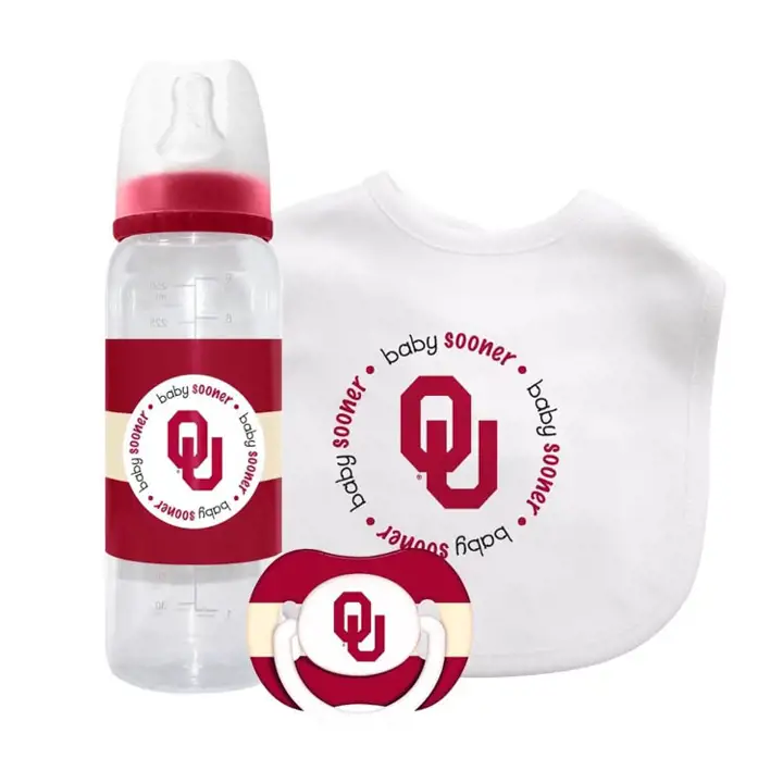Ensemble cadeau bébé Oklahoma - 3 pièces - rouge cramoisi/blanc