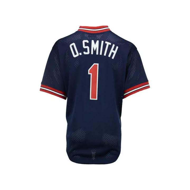Maillot en maille M&N authentique BP MLB STL CARDS Ozzie Smith marine/rouge