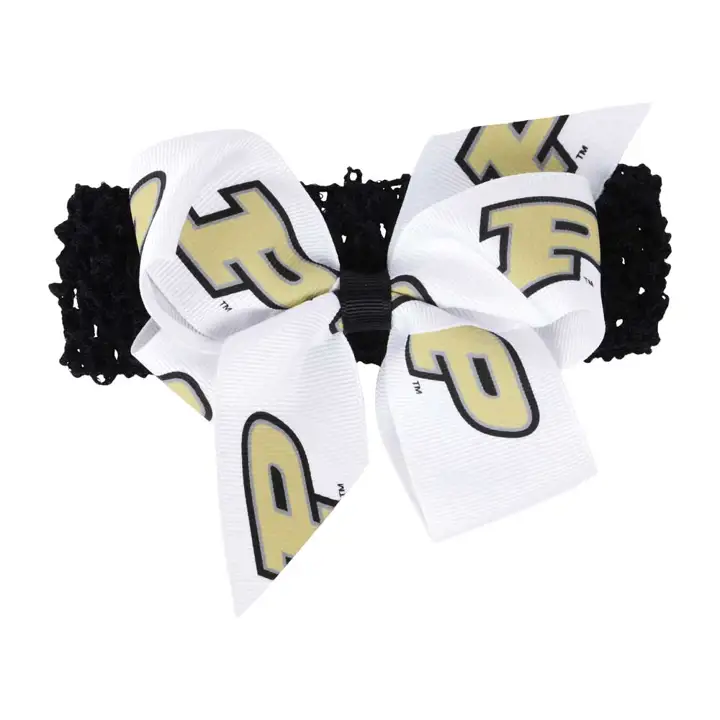 Bandeau au crochet Purdue avec petit nœud blanc/noir