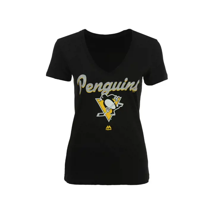 T-shirt Femme Pittsburgh Penguins NHL avec Paillettes Motif Faute Majeure