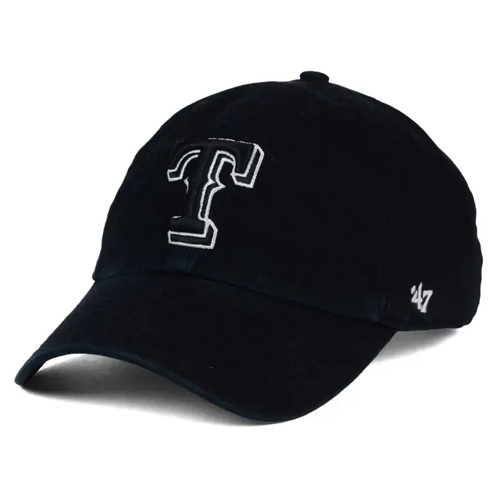 "Casquette TX Rangers MLB Noir/Blanc/Noir '47 Clean Up « T » NOIR"