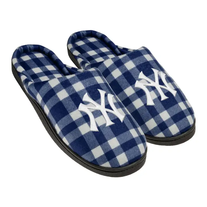 Pantoufles en flanelle New York Yankees, semelle cuvette, avec boîte, marine