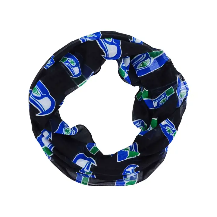 Écharpe Infinity enveloppante avec logo intégral des SEAHAWKS, style rétro, noire/bleue