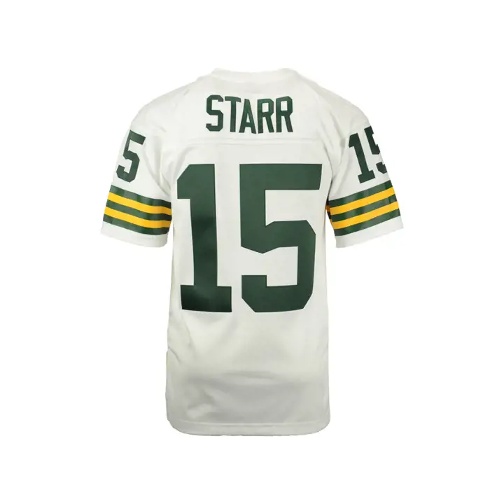 MAILLOT NFL PACKERS M&N Réplique Vintage Starr #15 vert/blanc