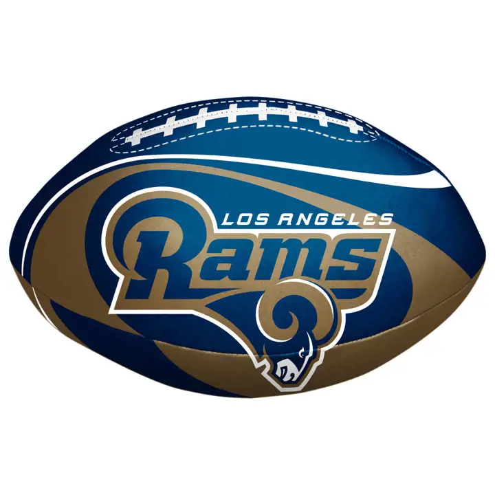 « Ballon de football souple de 20 cm LA Rams, bleu marine/vert lime »