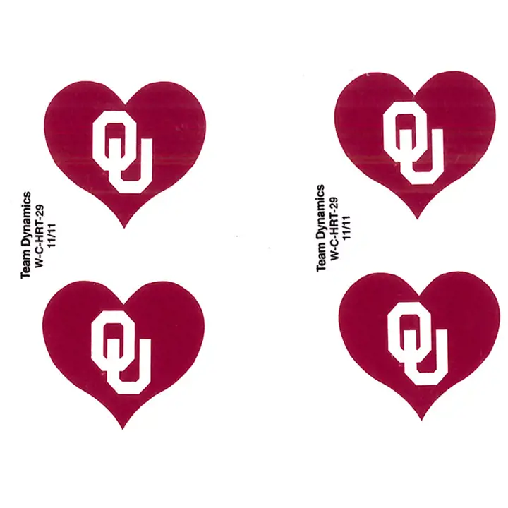 Tatouage pour le visage sans eau Oklahoma CŒUR rouge cramoisi/blanc