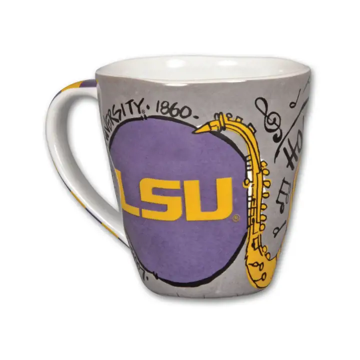Tasse d'art LSU gris/blanc/violet