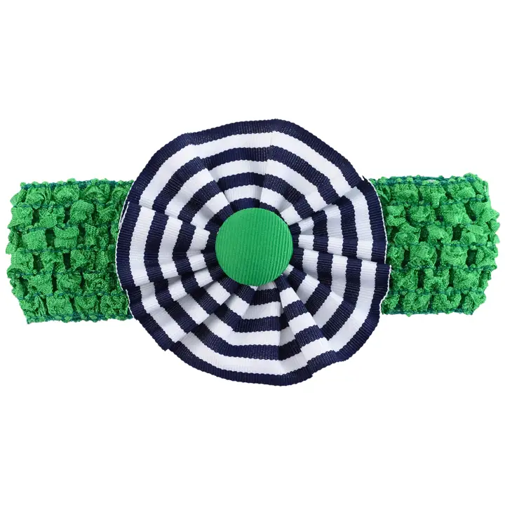 Serre-tête au crochet SEATTLE avec rosette rayée marine/vert
