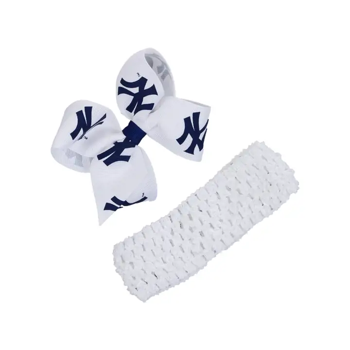 Bandeau en crochet Yankees avec petit nœud blanc/marine