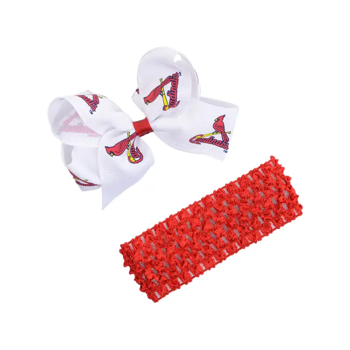 Bandeau au crochet STL CARDS avec petit nœud blanc/rouge