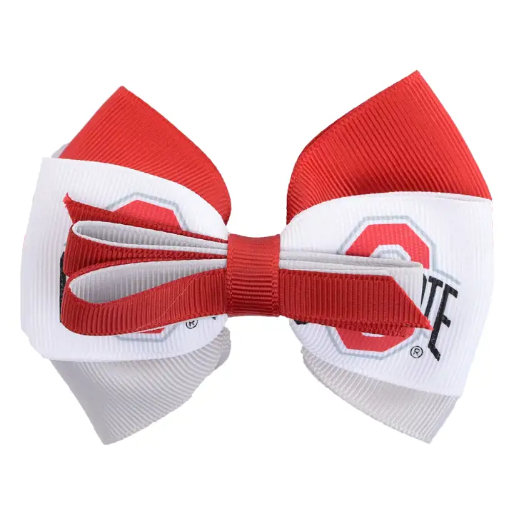 Ohio State Pinwheel avec nœud à boucle blanc/rouge