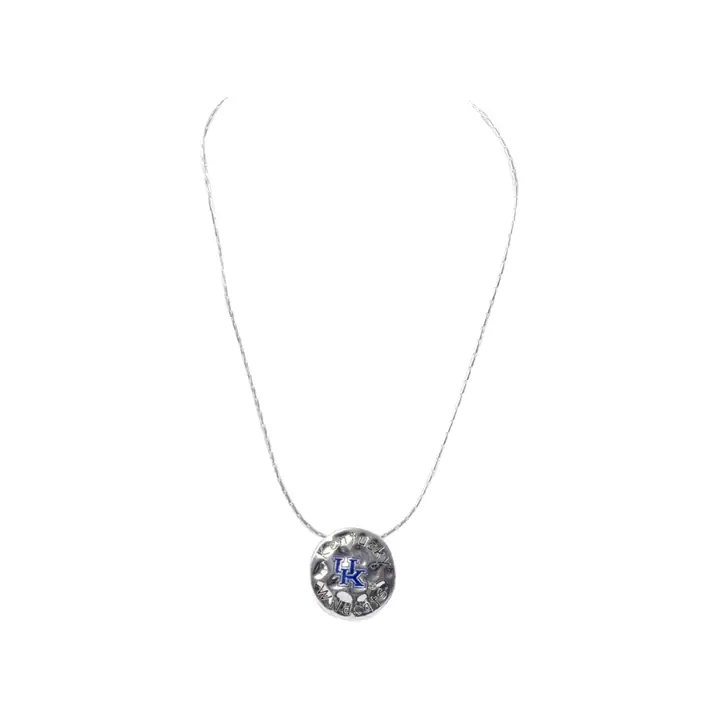 Collier disque martelé Kentucky argent/bleu roi