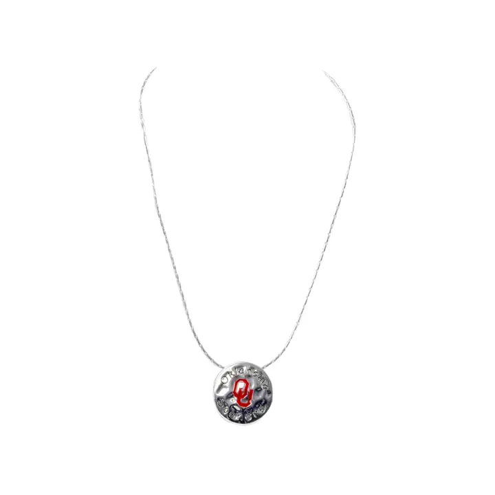 Collier disque martelé Oklahoma argent/cramoisi