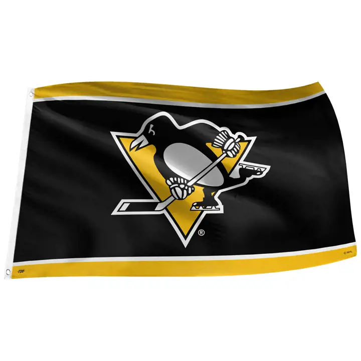 Drapeau PENGUINS - 3' X 5' noir/jaune
