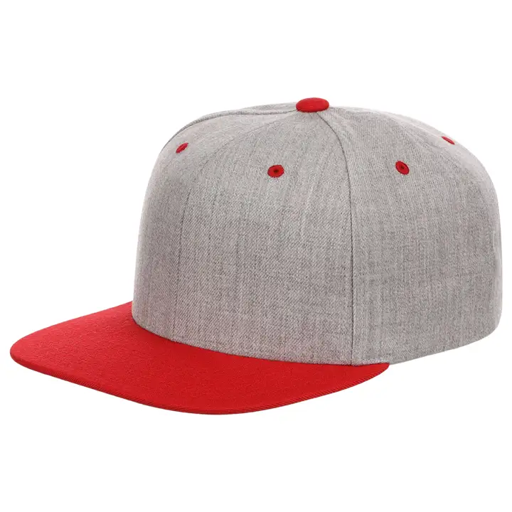 Casquette Snapback BLANK unie 14   GRIS CHINÉ/ROUGE