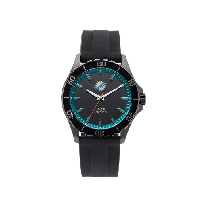 Bracelet en silicone noir sport pour homme Miami Dolphins