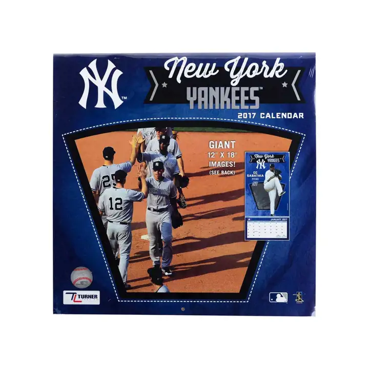 Calendrier mural d'équipe 2017 des Yankees de New York 30x30 cm   bleu marine